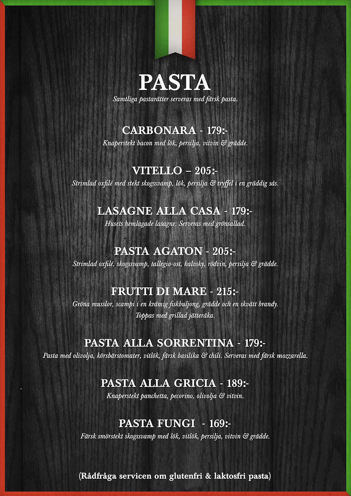 pasta – Trattoria La Pizza Halmstad